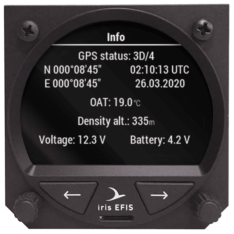 iris EFIS Pro Info page