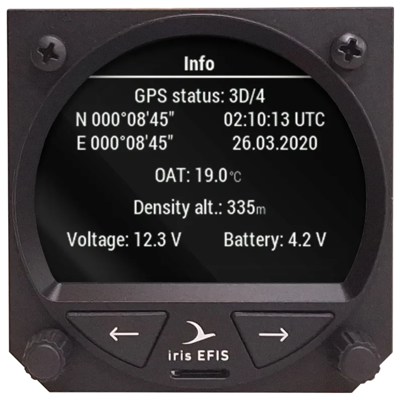 iris EFIS Pro Info page